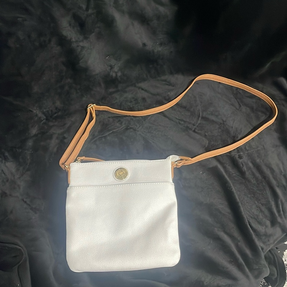 Tommy Hilfiger White with Brown Trim Cross Body Bag